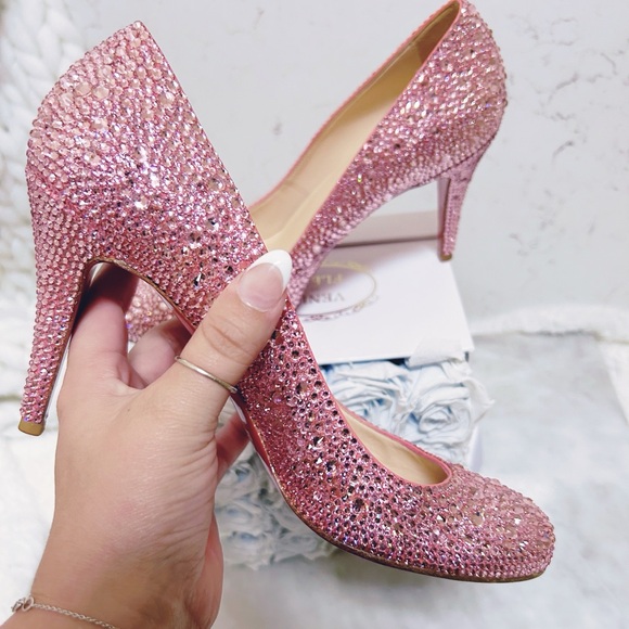 Authentic Christian Louboutin Fifi 100mm Pink Crystal Pumps / Heels - Picture 5 of 13